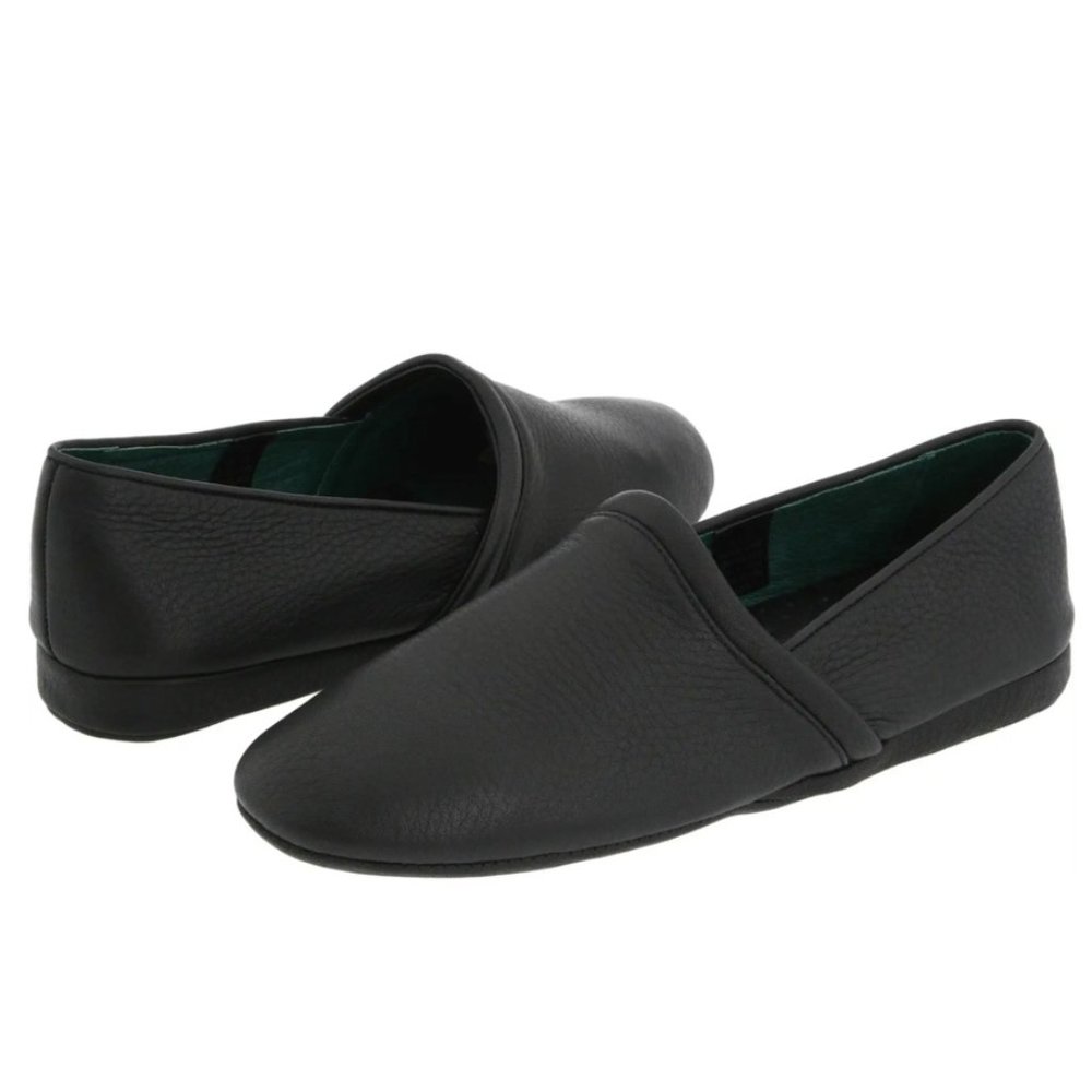 New in Box, Black Leather LB Evan's Aristocrat Slippers, Size 13